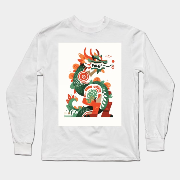 Chinese Zodiac Dragon Long Sleeve T-Shirt by saveasART